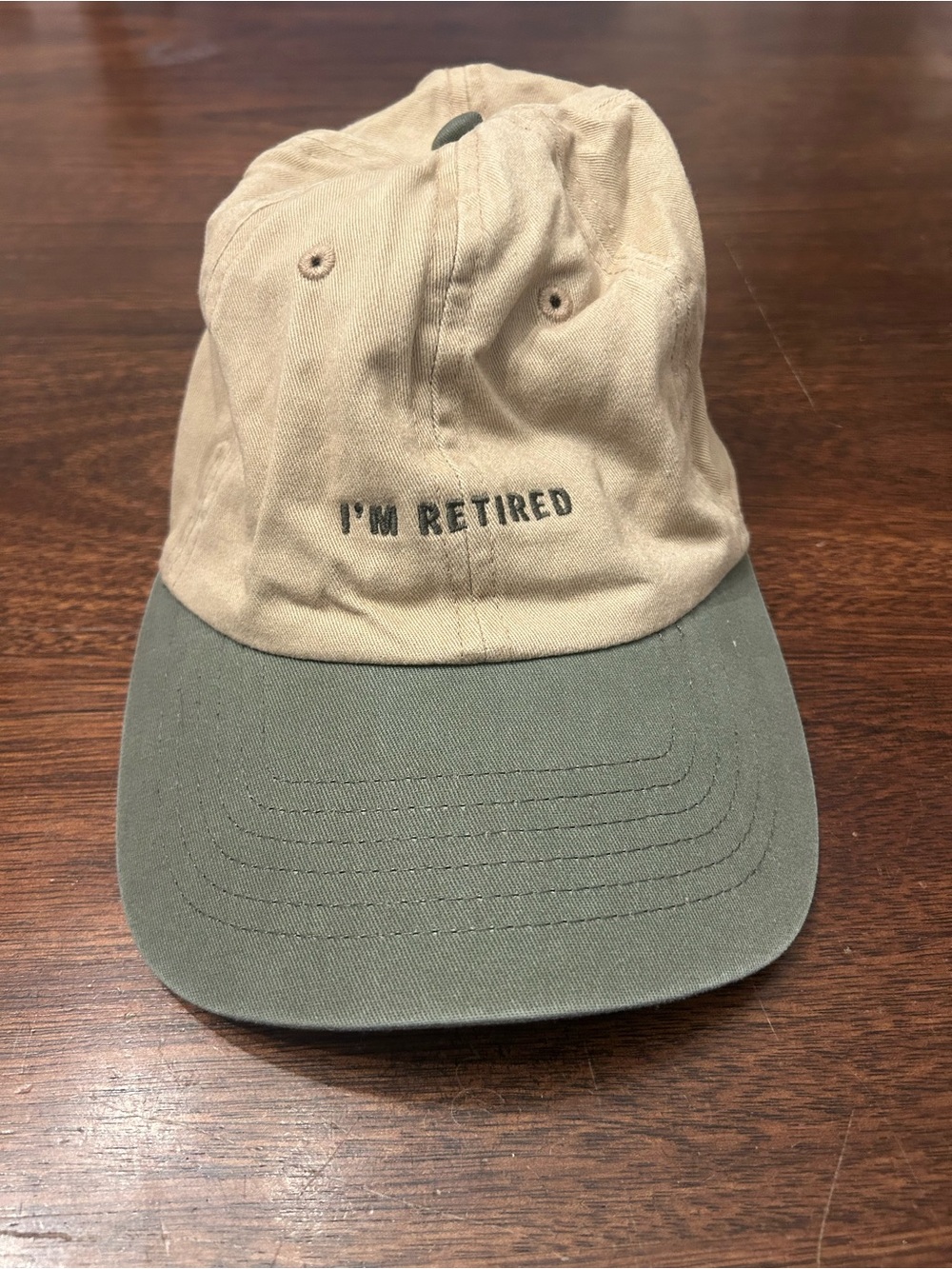 Wembley Beige Crown Olive Green Brim Baseball Hat
